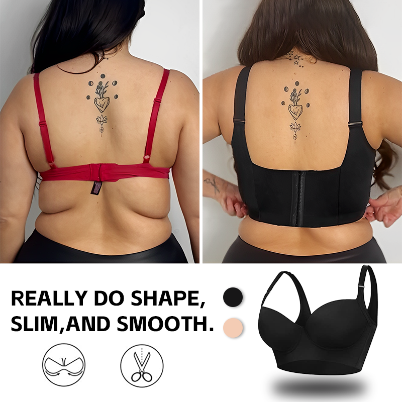 Push-Up Back Smoothing Bra - Black+Beige (2 PACK Free shipping）