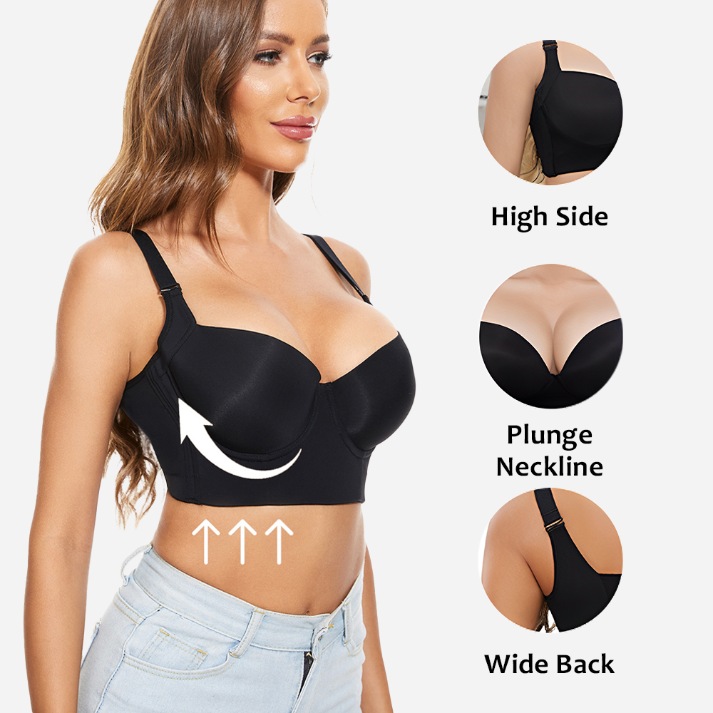 Push-Up Back Smoothing Bra - Black+Beige (2 PACK Free shipping）