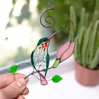 Stained Glass Hummingbird Suncatcher