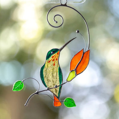 Stained Glass Hummingbird Suncatcher