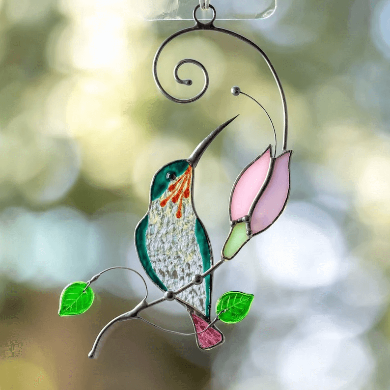 Stained Glass Hummingbird Suncatcher