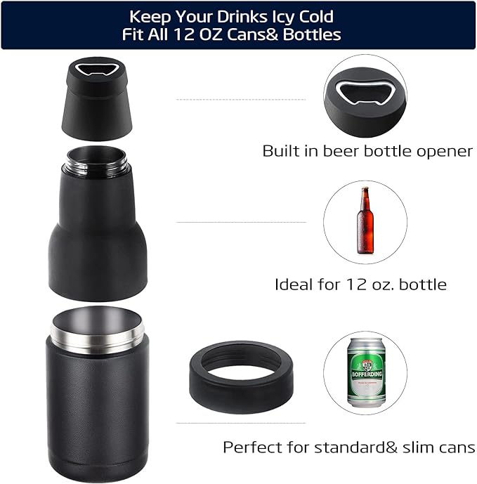 🍺Beer Bottle and Can Cooler with Beer Opener: Keep Drinks Ice-Cold & Hands Dry