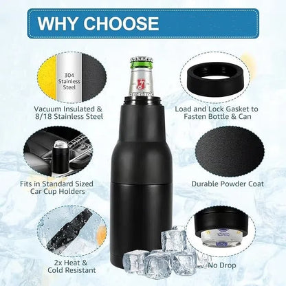 🍺Beer Bottle and Can Cooler with Beer Opener: Keep Drinks Ice-Cold & Hands Dry