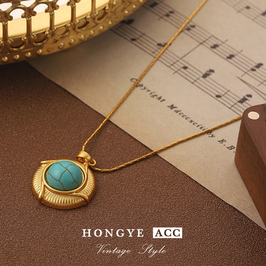 Vintage Turquoise Geometric Pendant Necklace