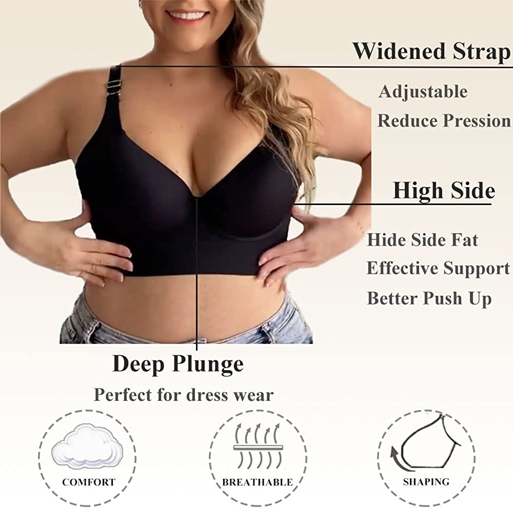 Push-Up Back Smoothing Bra - Black+Beige (2 PACK Free shipping）