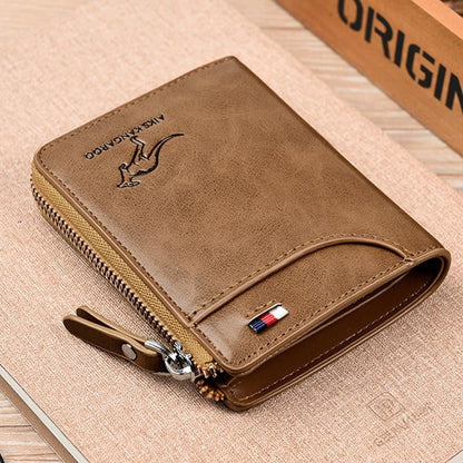 (🎁2023-Christmas Hot Sale🎁) Men Wallet Zipper Genuine Leather Purse ( RFID PROTECTED )✨