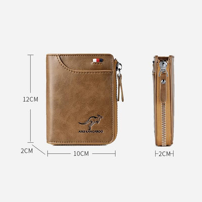 (🎁2023-Christmas Hot Sale🎁) Men Wallet Zipper Genuine Leather Purse ( RFID PROTECTED )✨