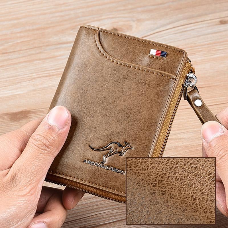 (🎁2023-Christmas Hot Sale🎁) Men Wallet Zipper Genuine Leather Purse ( RFID PROTECTED )✨