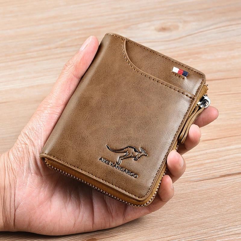 (🎁2023-Christmas Hot Sale🎁) Men Wallet Zipper Genuine Leather Purse ( RFID PROTECTED )✨