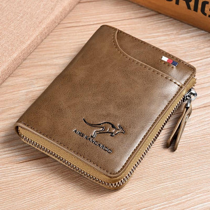 (🎁2023-Christmas Hot Sale🎁) Men Wallet Zipper Genuine Leather Purse ( RFID PROTECTED )✨